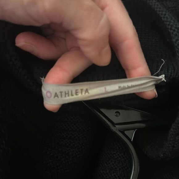 Athleta Merino Wool Funnel Neck Black Long Sleeve Sweater L - Picture 7 of 7